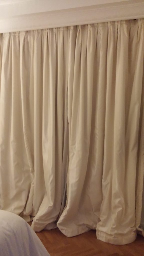 The blackout curtains 