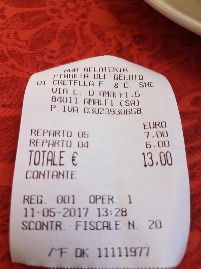a receipt with black text