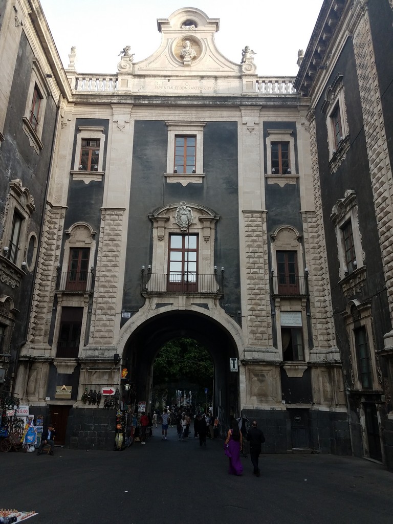 a building with a large archway