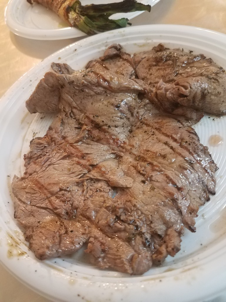 a plate of meat on a table