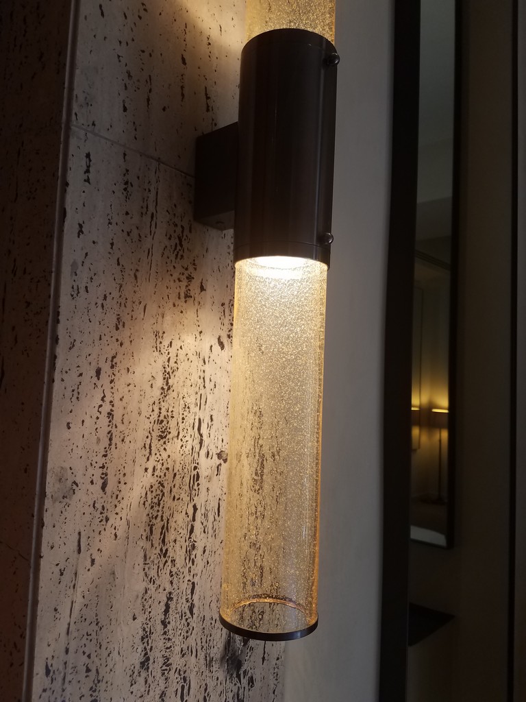 a light fixture on a wall
