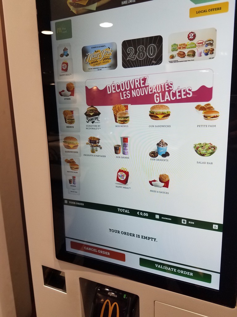 a screen with food on it