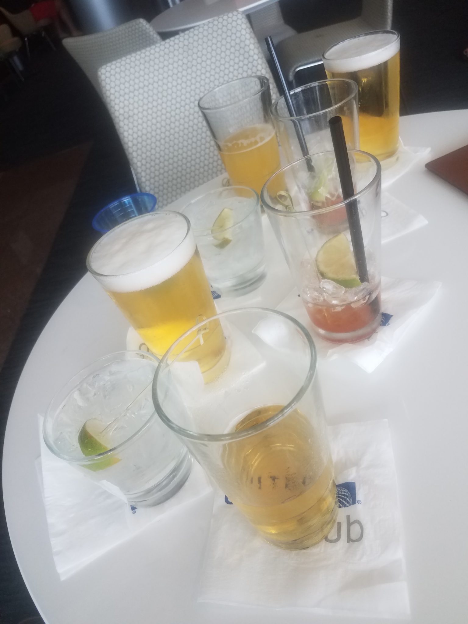 a group of glasses of beer on a table