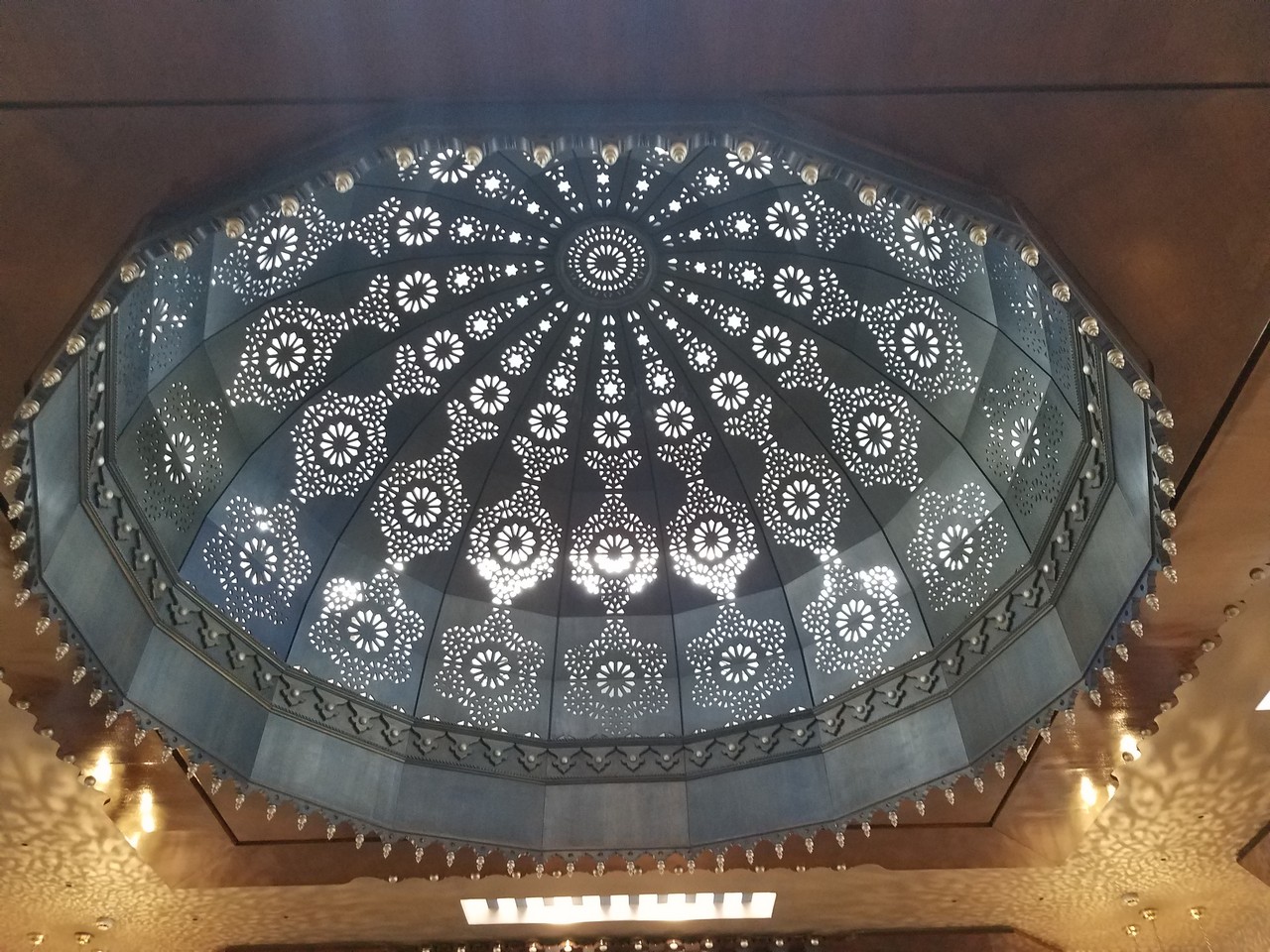 a ceiling with a circular design