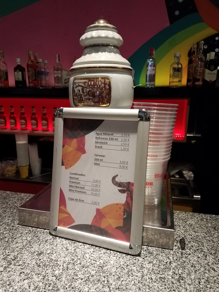 a menu on a counter
