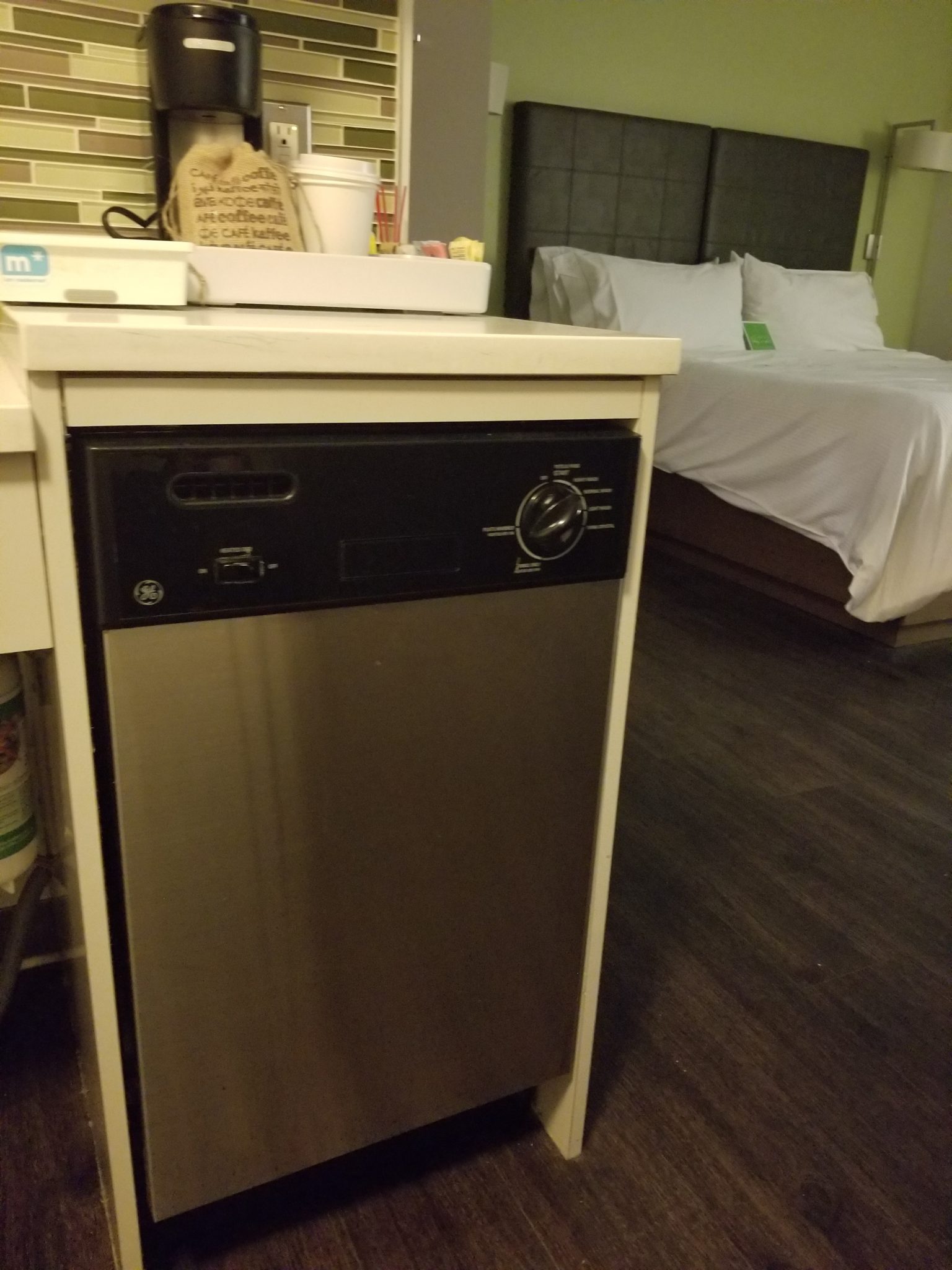 a dishwasher in a room