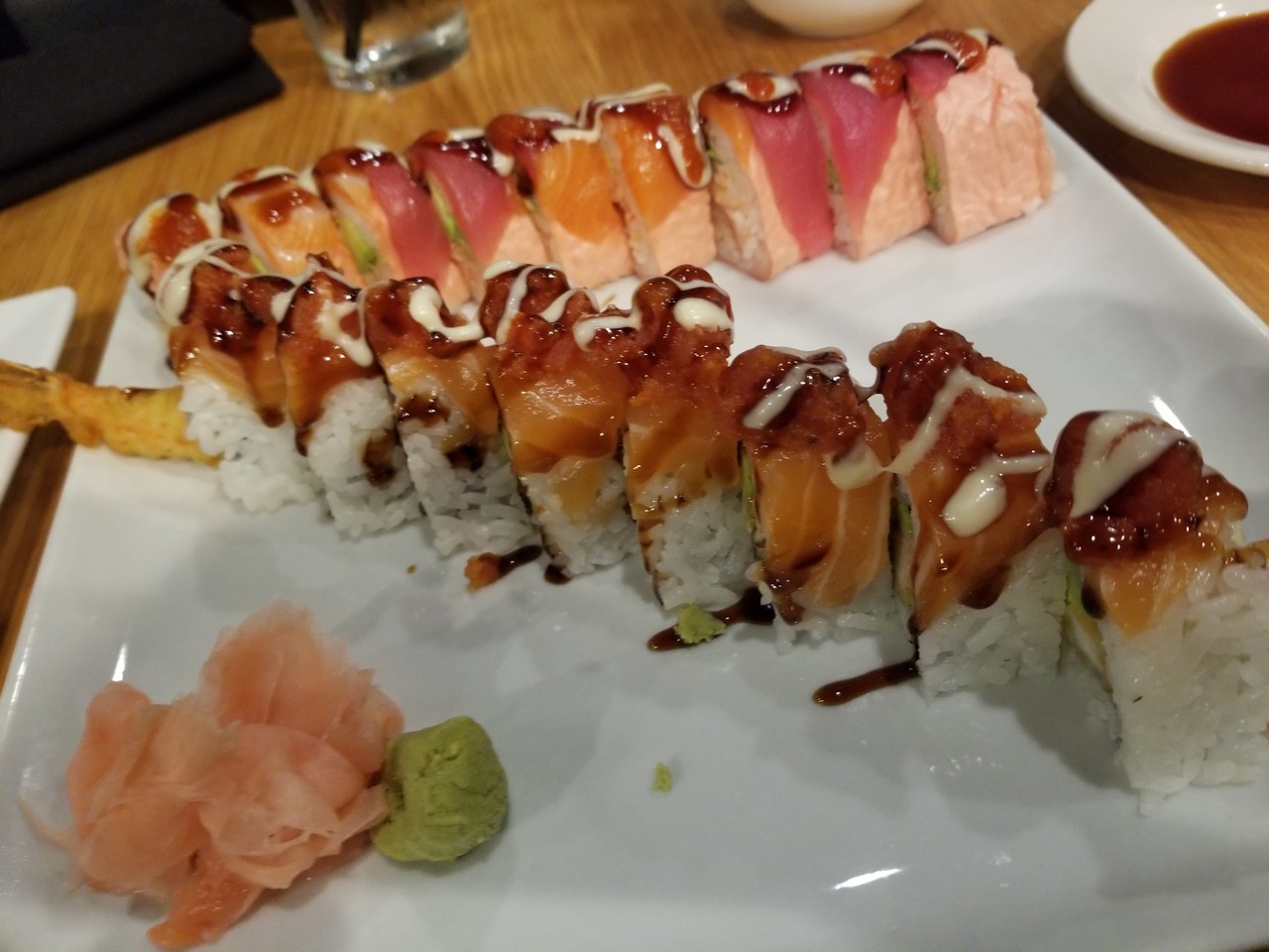 a plate of sushi on a table