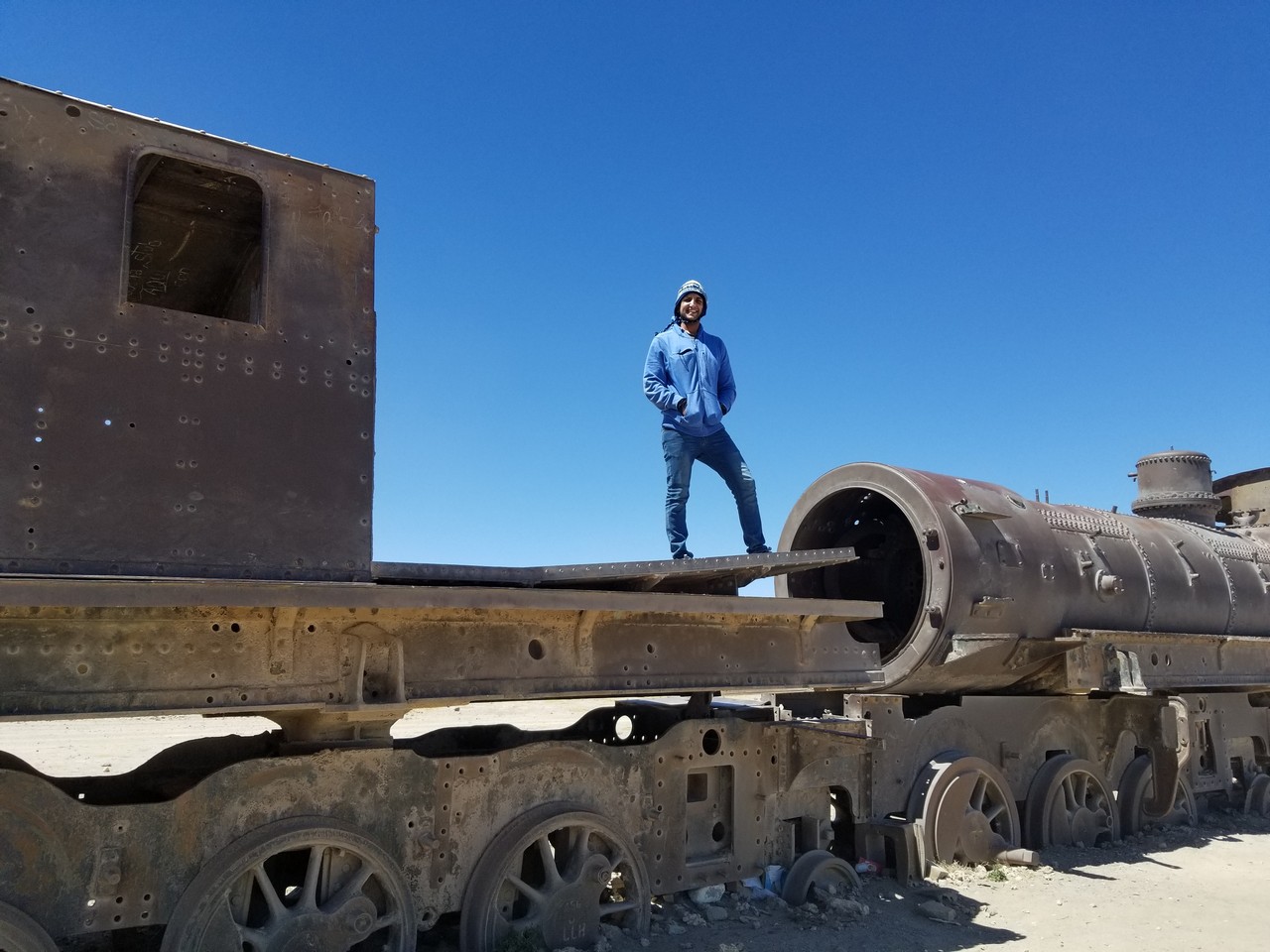a man standing on a train