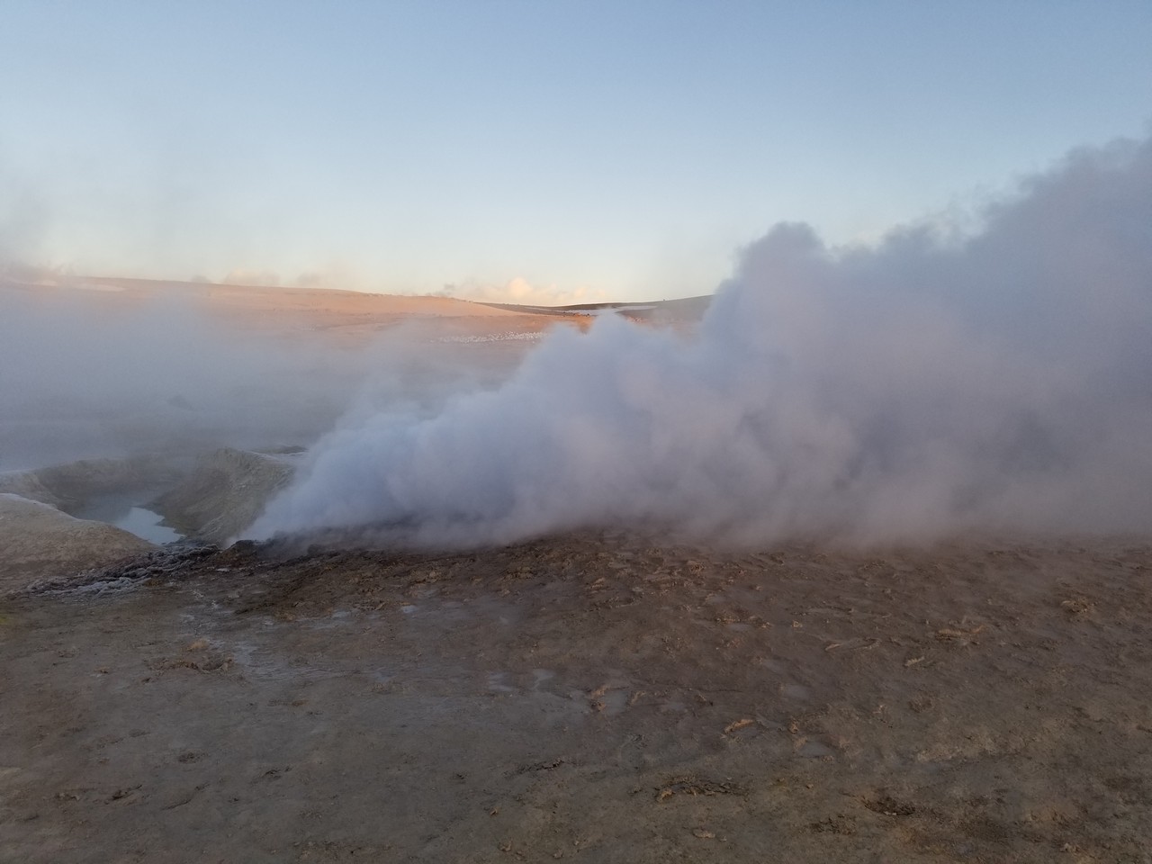 a steam coming out of a field