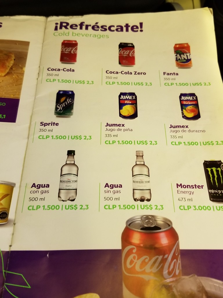 a menu of soda drinks