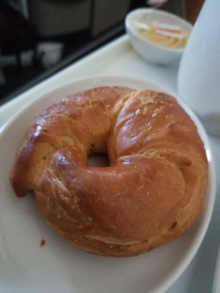 a bagel on a plate