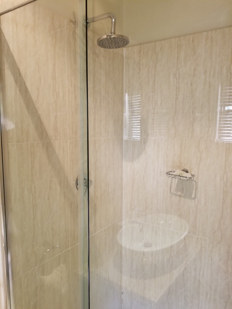a shower with a toilet and a toilet