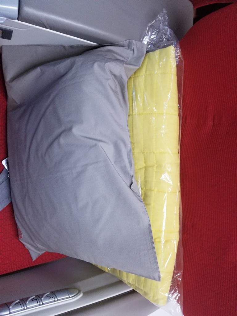 a pillow in a plastic bag