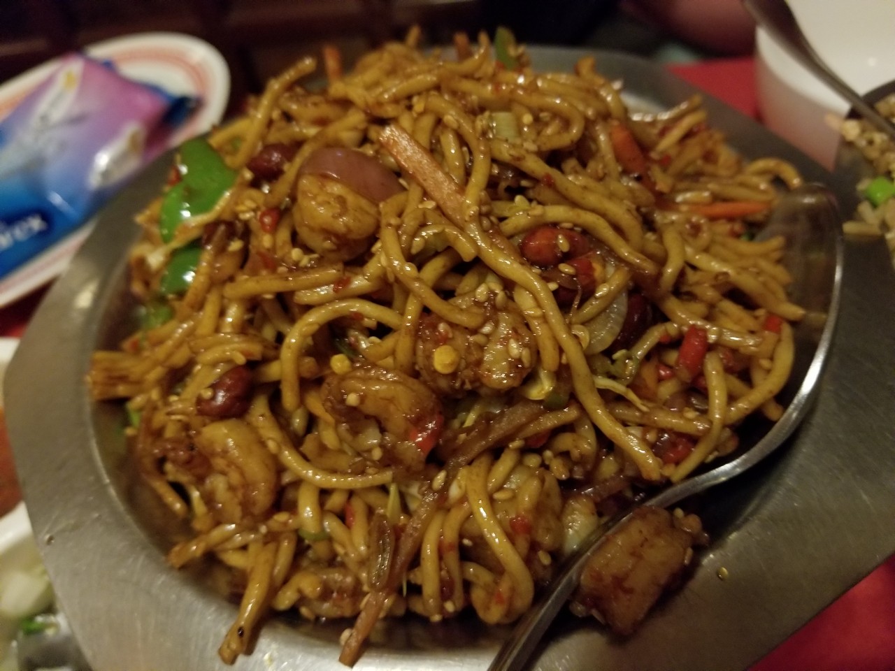 a plate of food with a spoon