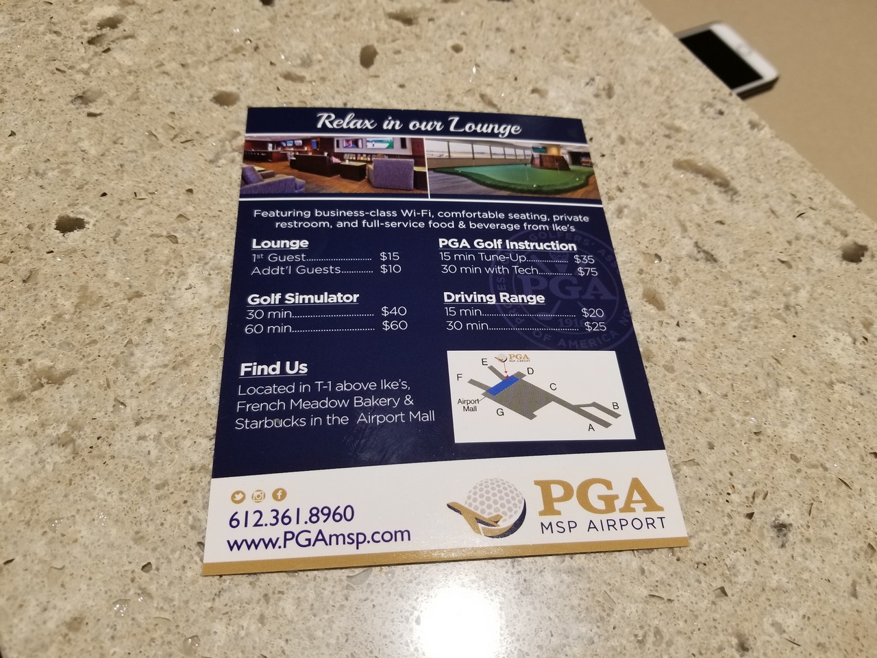 a flyer on a counter