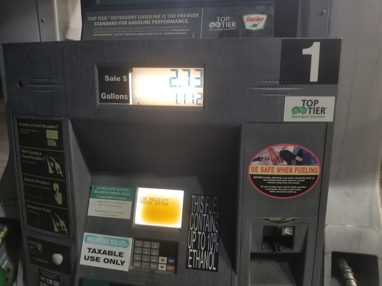 a gas pump with a display