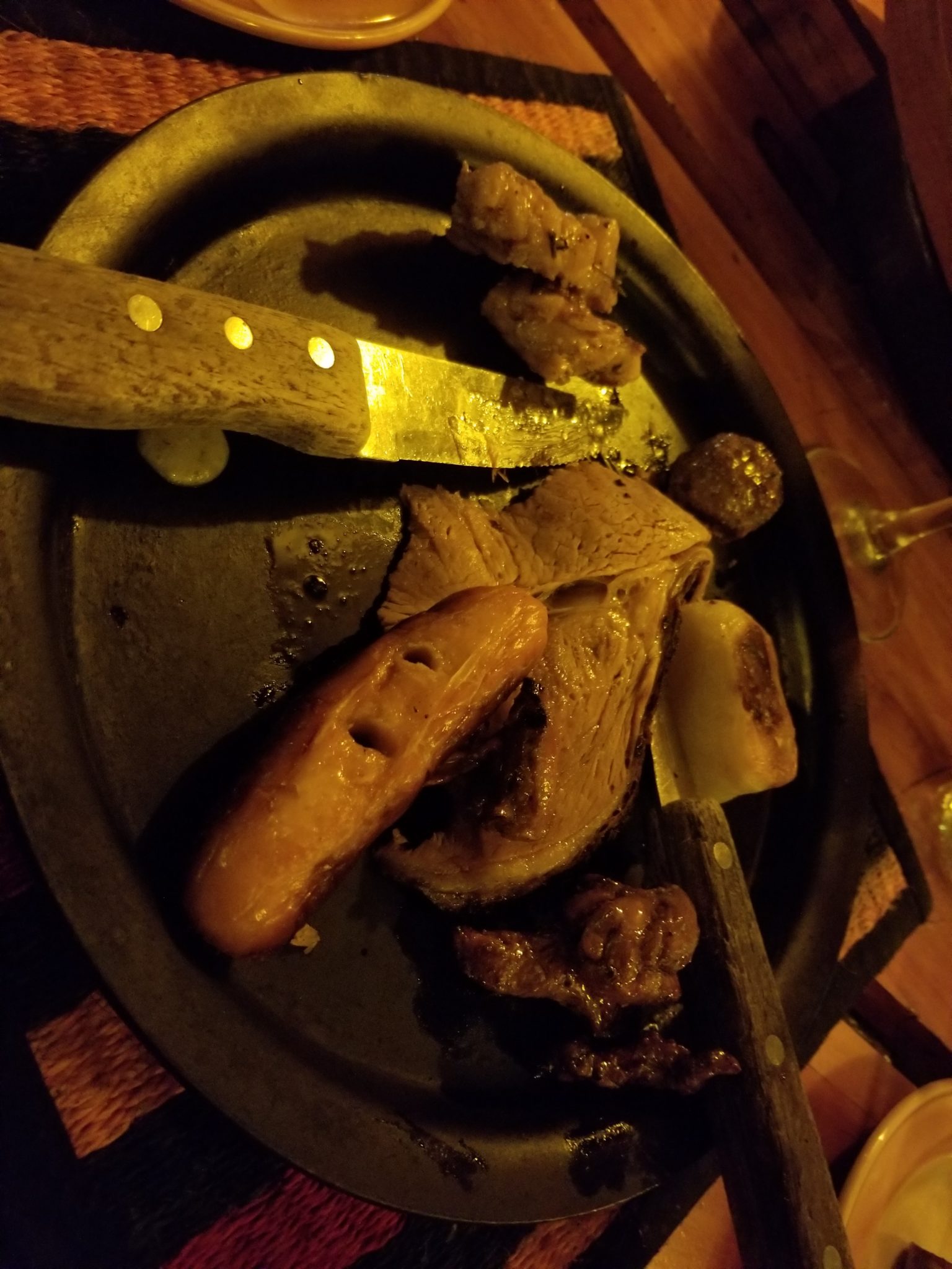 a plate of food with a knife