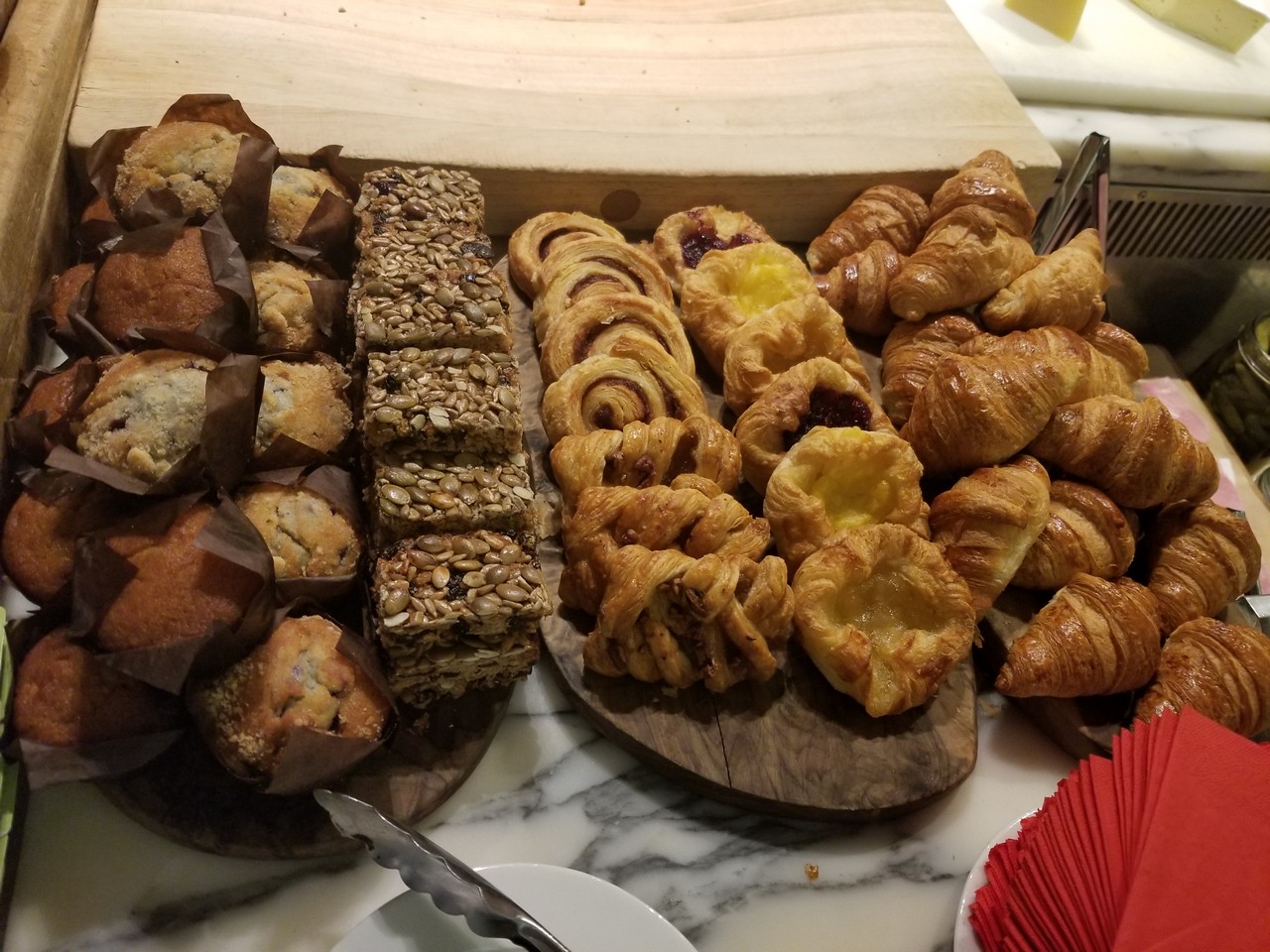 a table with different types of pastries