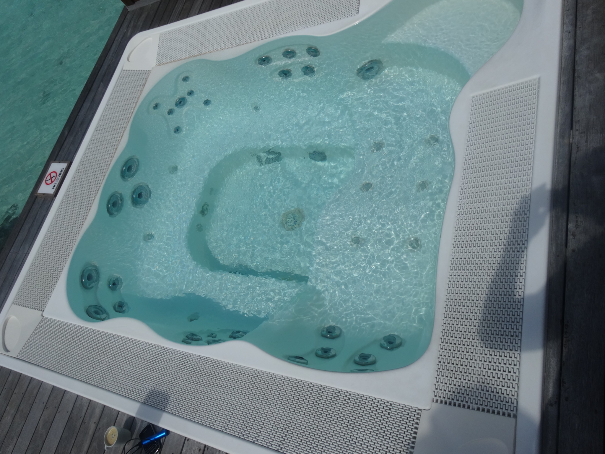 a hot tub with water in it