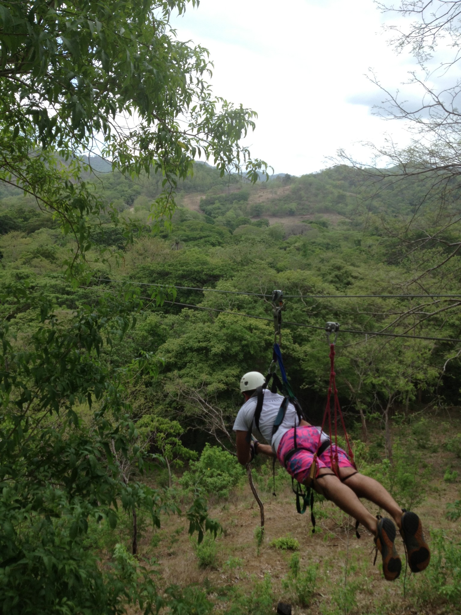 a person on a zip line