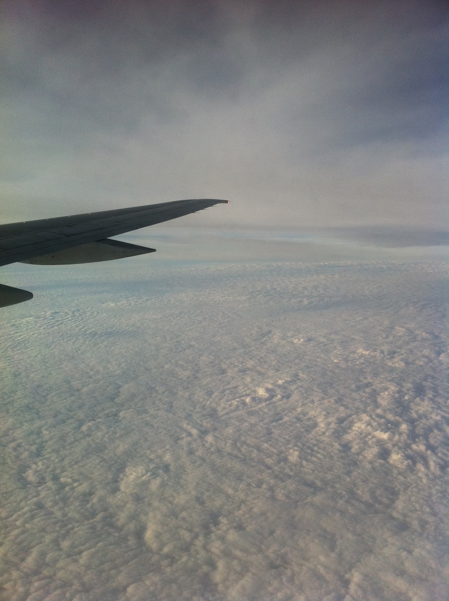 an airplane wing above clouds