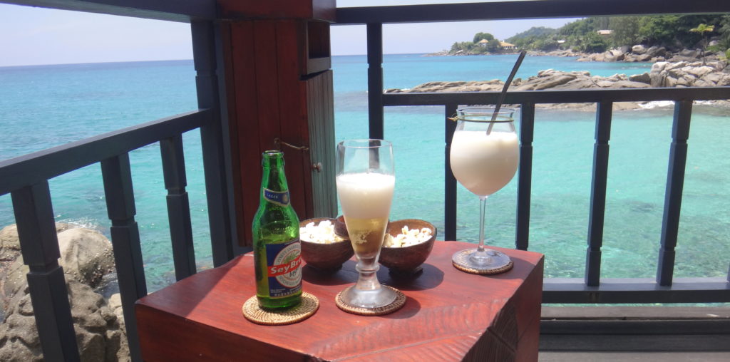 ThePointsOfLife in a pic: Cerveza, Piiña Colada and Popcorn in Seychelles 