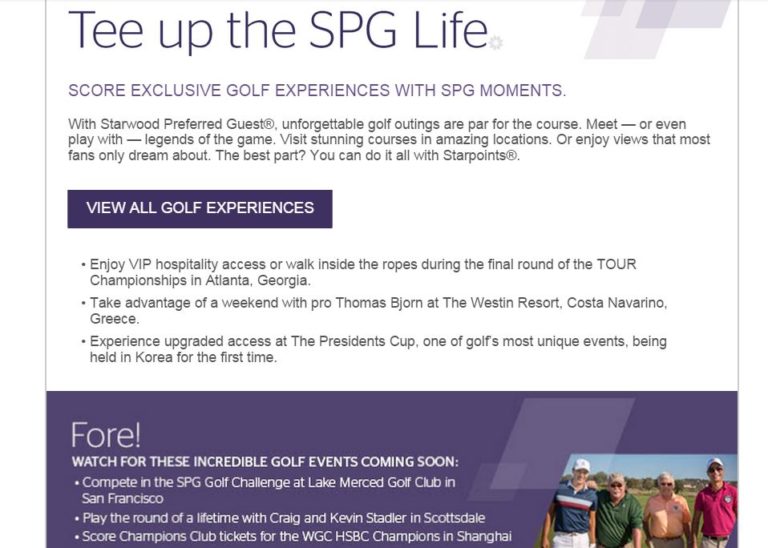 SPG: Seize Your Golf Moment Promotion