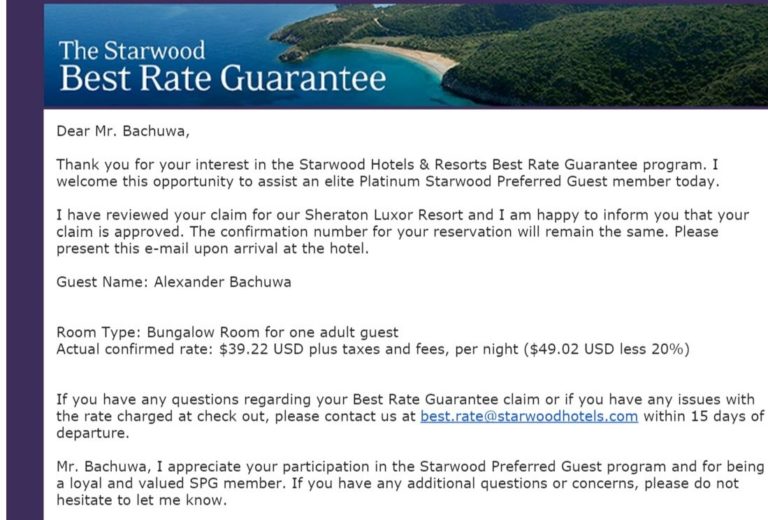 SPG Best Rate Guarantee: Success!