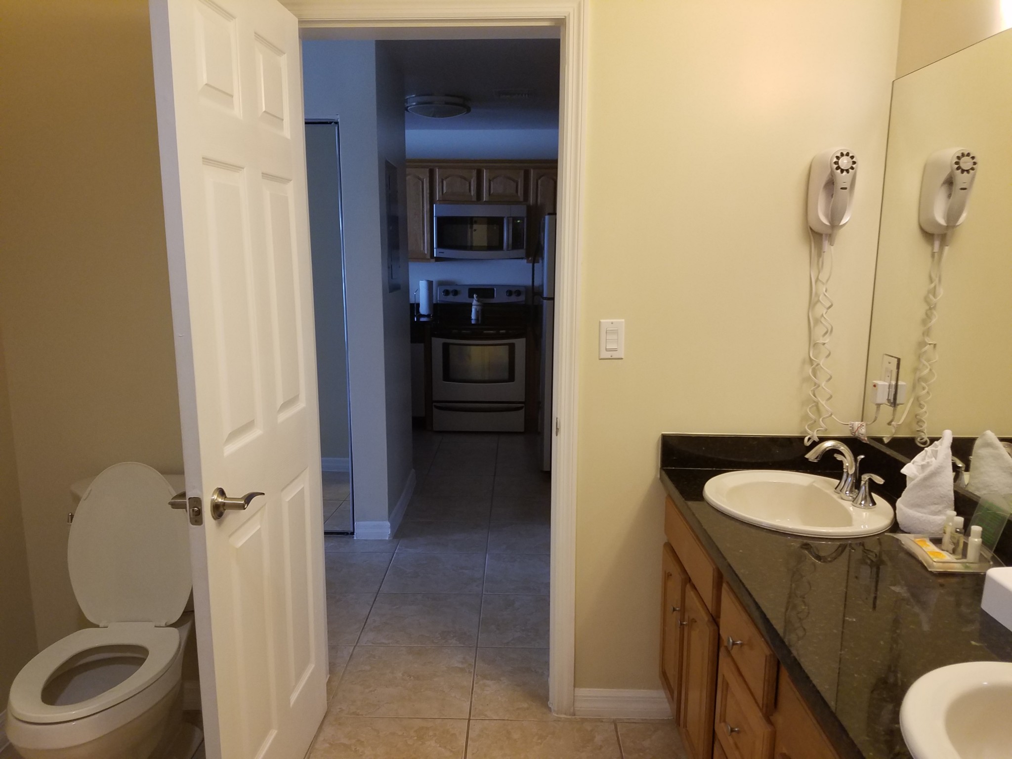 Bathroom to kitchen 