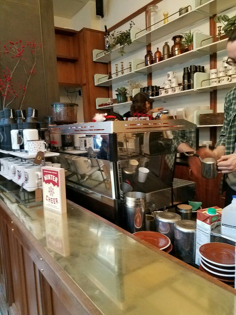 a coffee machine in a coffee shop