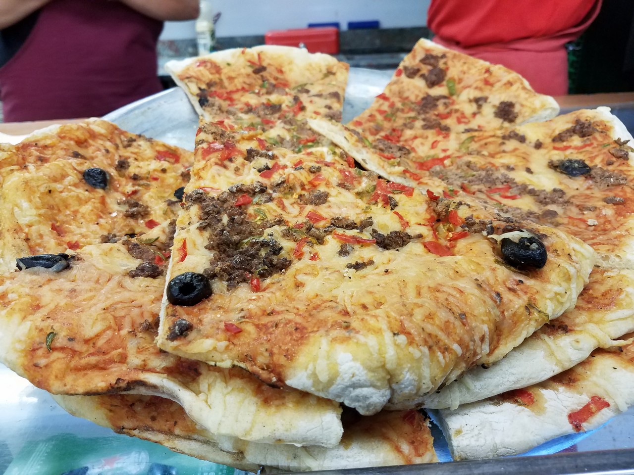 a plate of pizza on a table