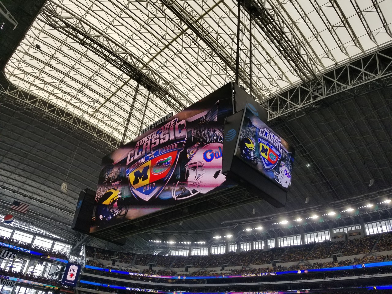 a large screen in a stadium