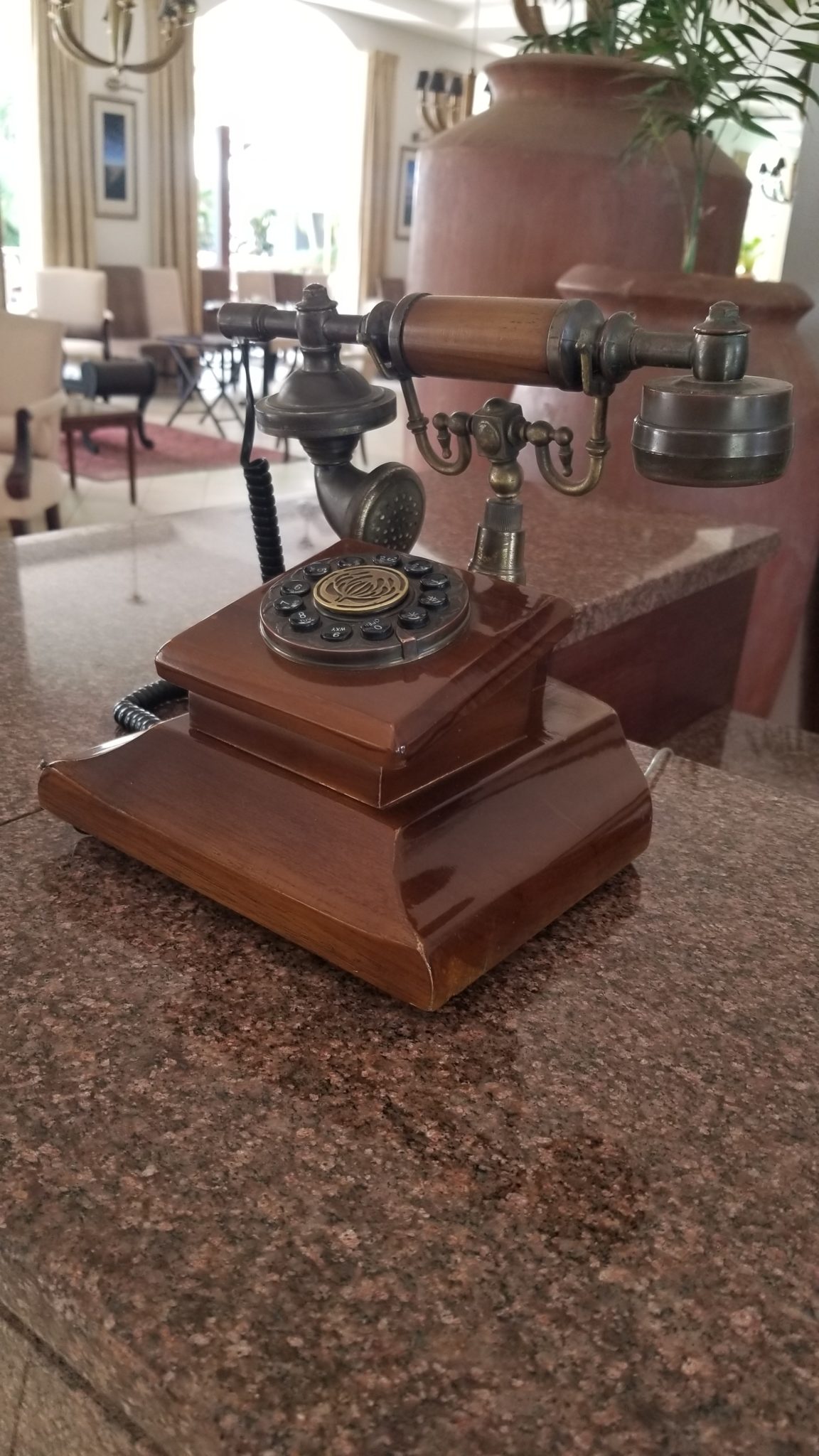 a telephone on a counter