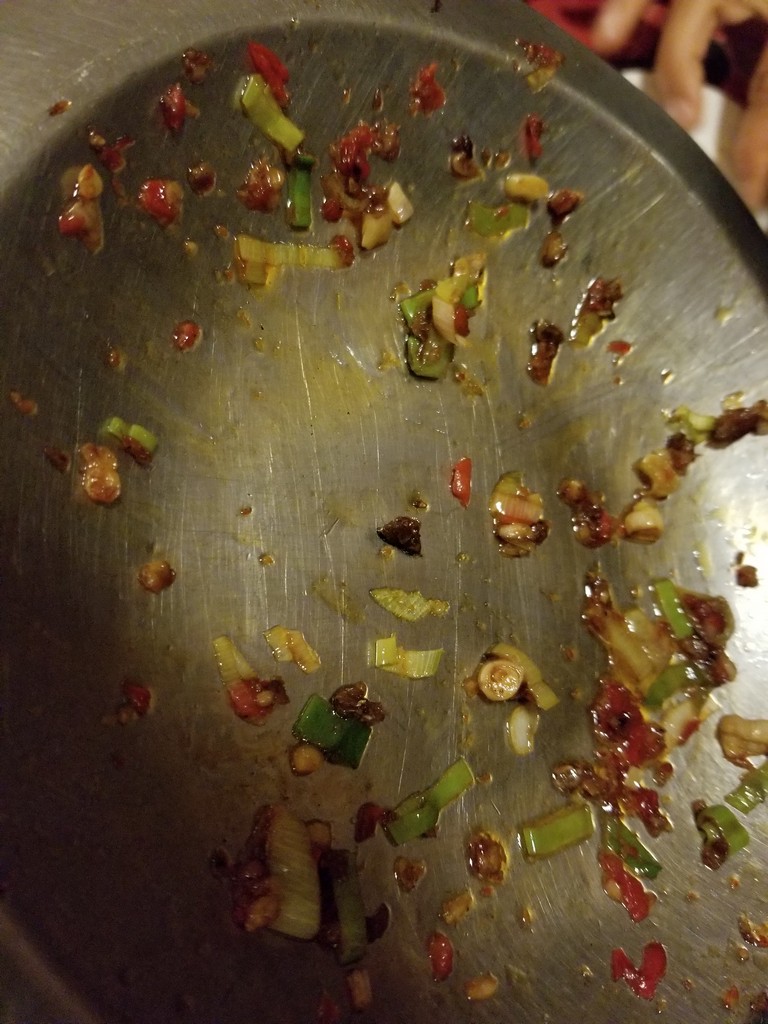 a close up of food on a pan