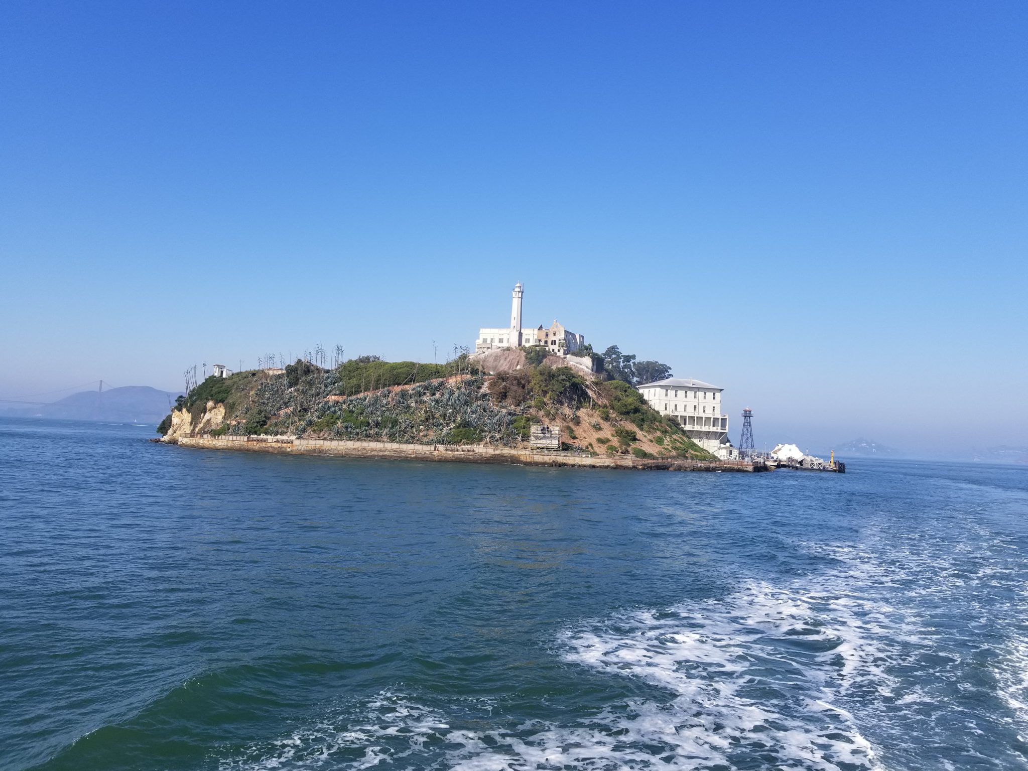 a small island with Alcatraz Island on it