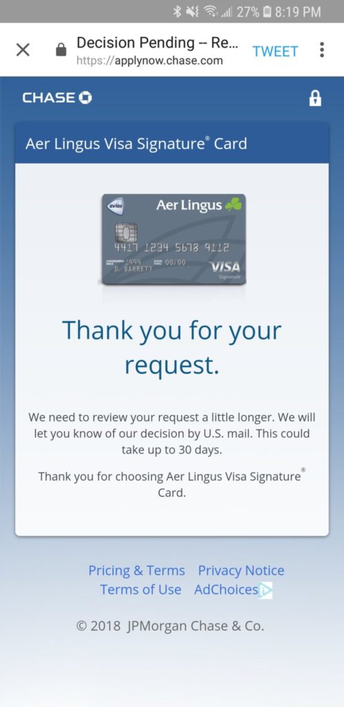 aer lingus credit card chase