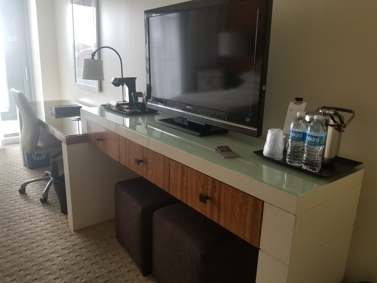 a tv on a counter