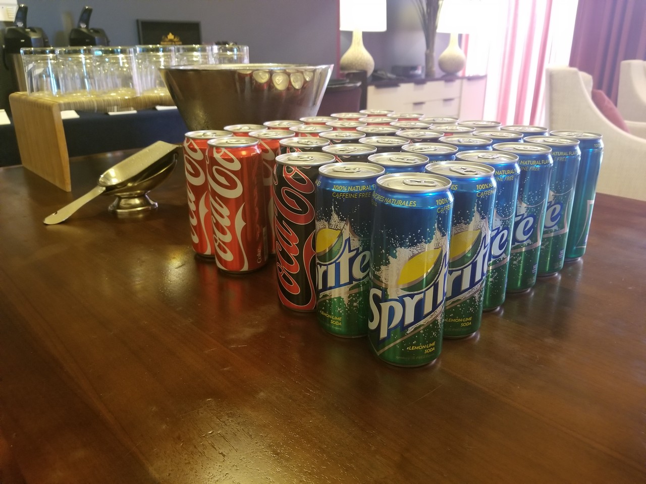a group of cans of soda on a table