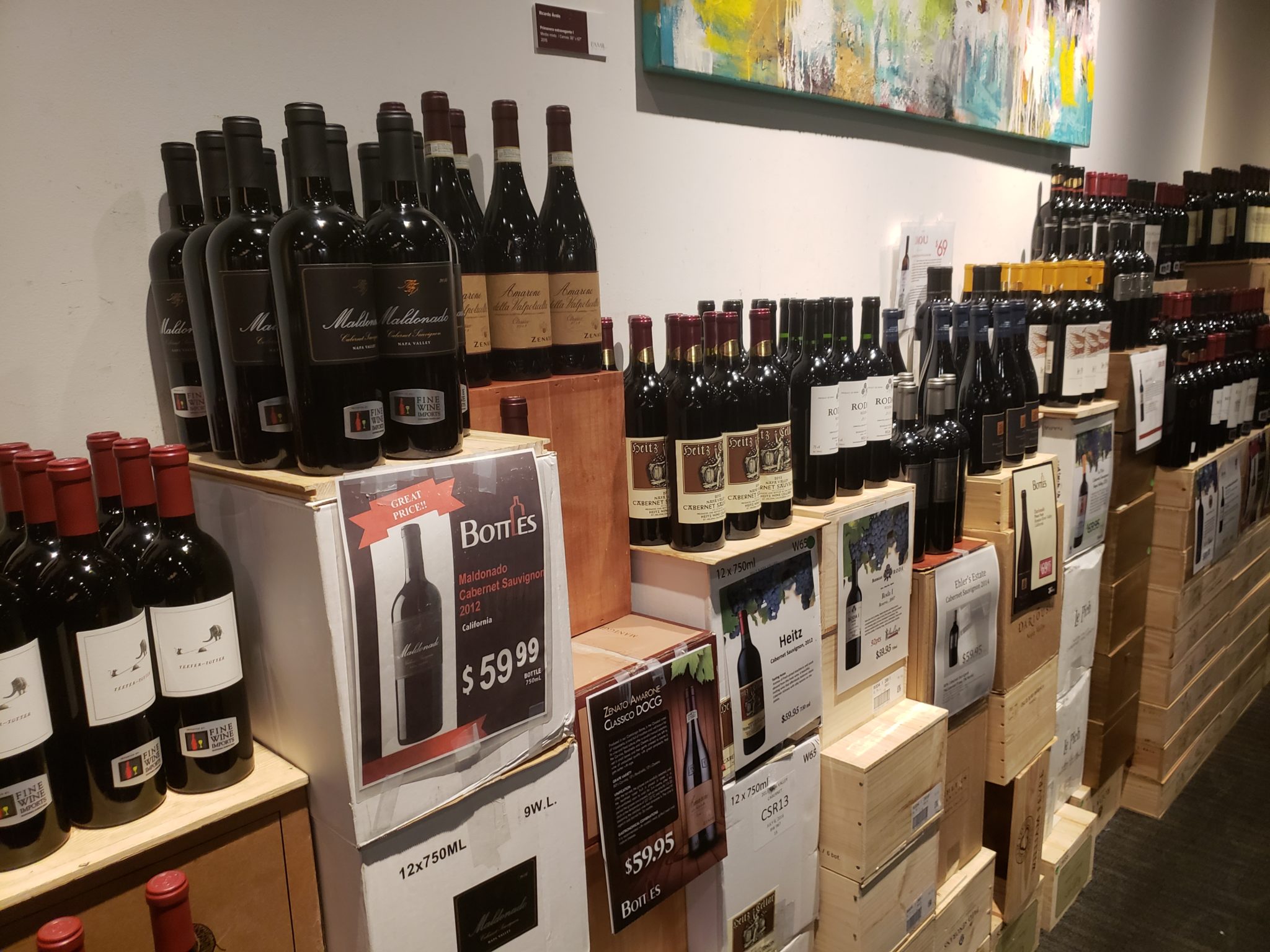a display of wine bottles