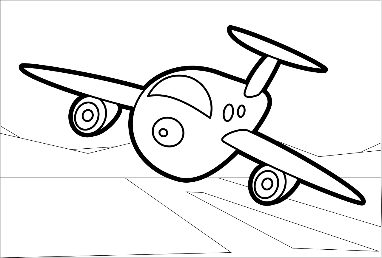a cartoon airplane on the ground