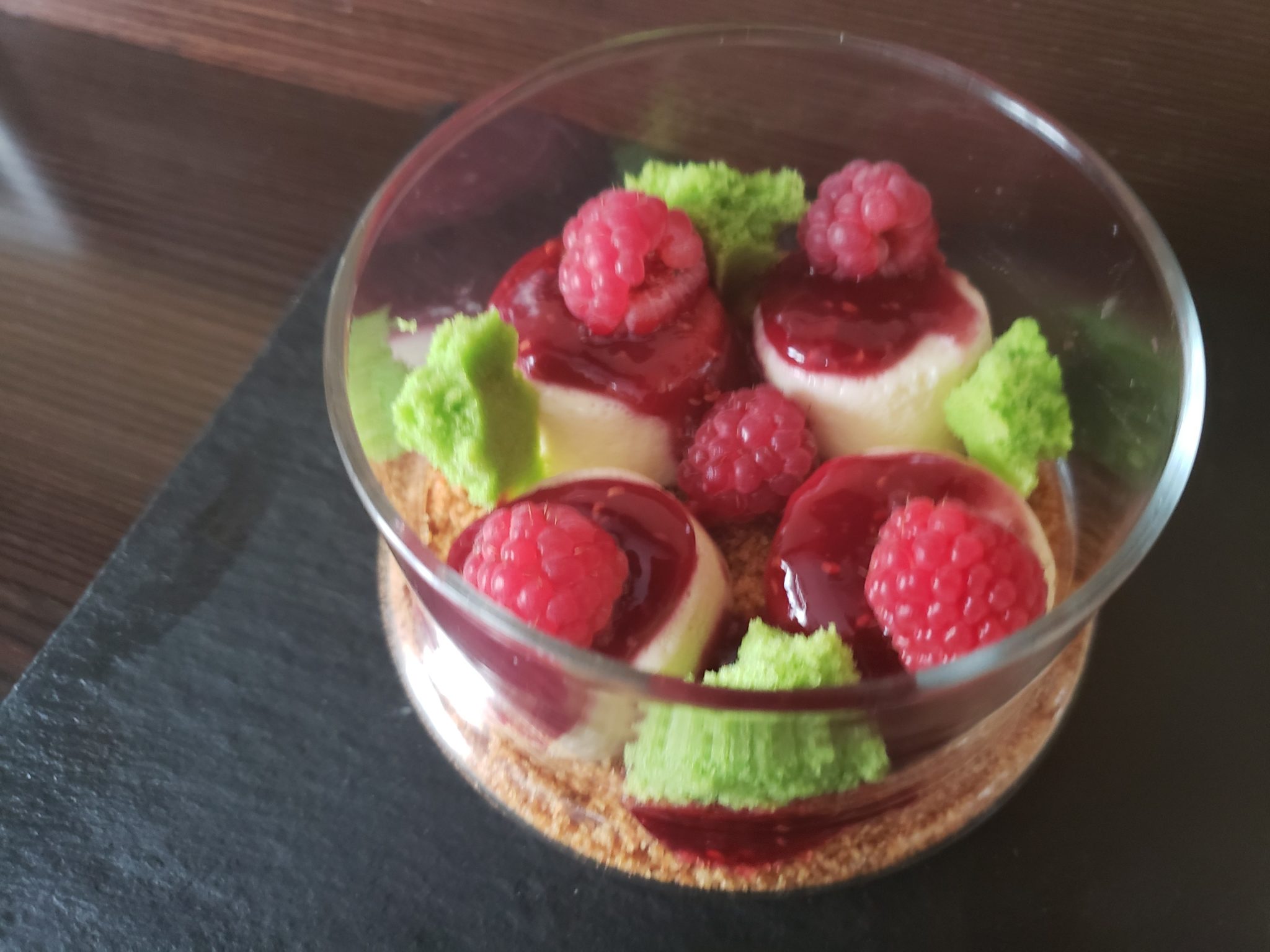 a dessert in a glass bowl