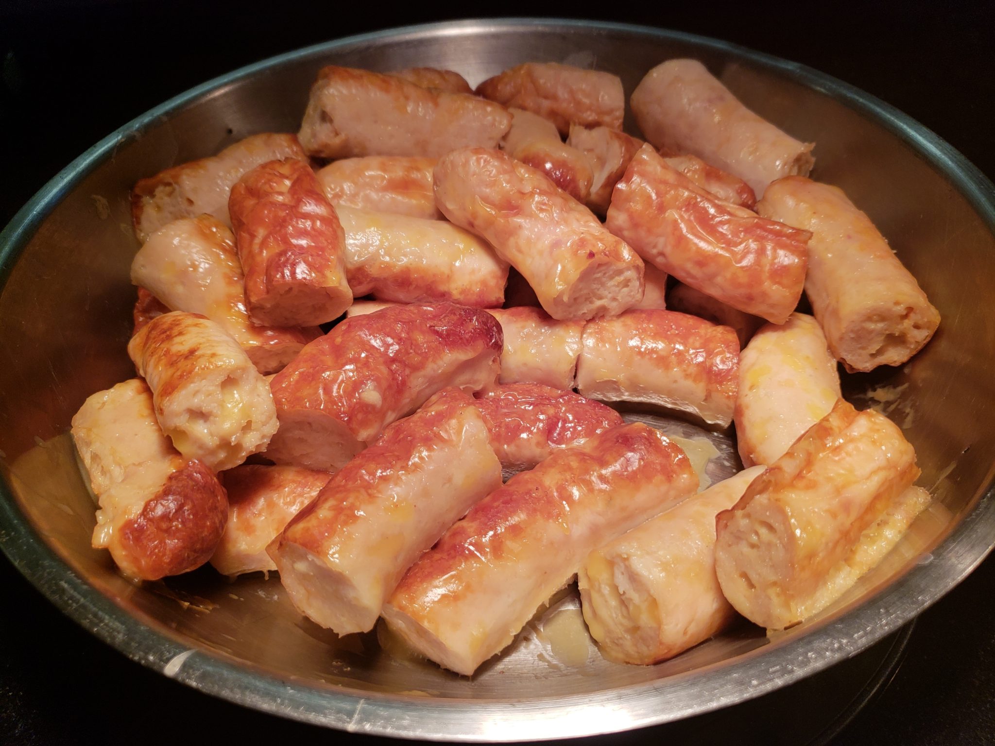 a bowl of sausages