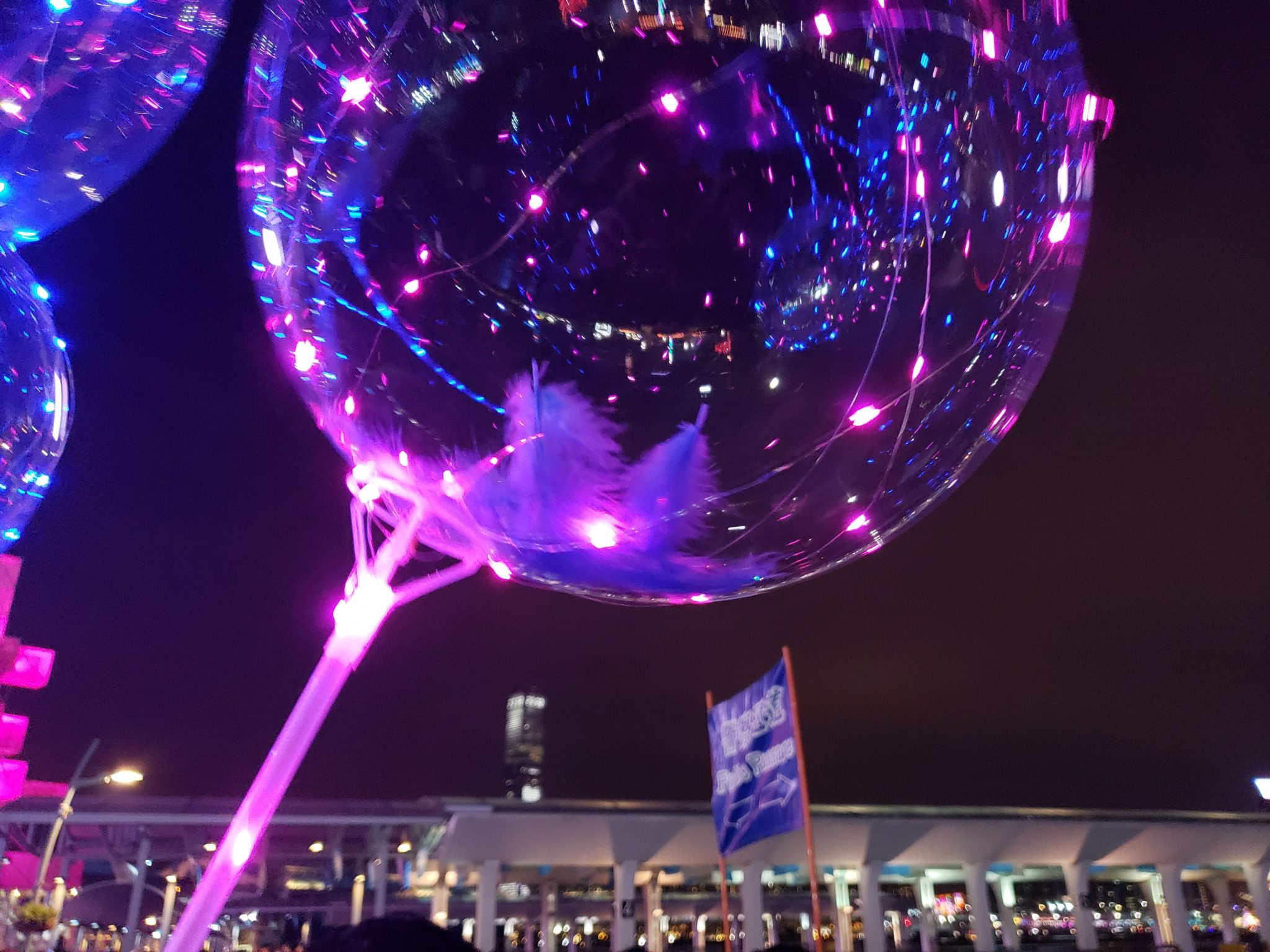 a large bubble with lights
