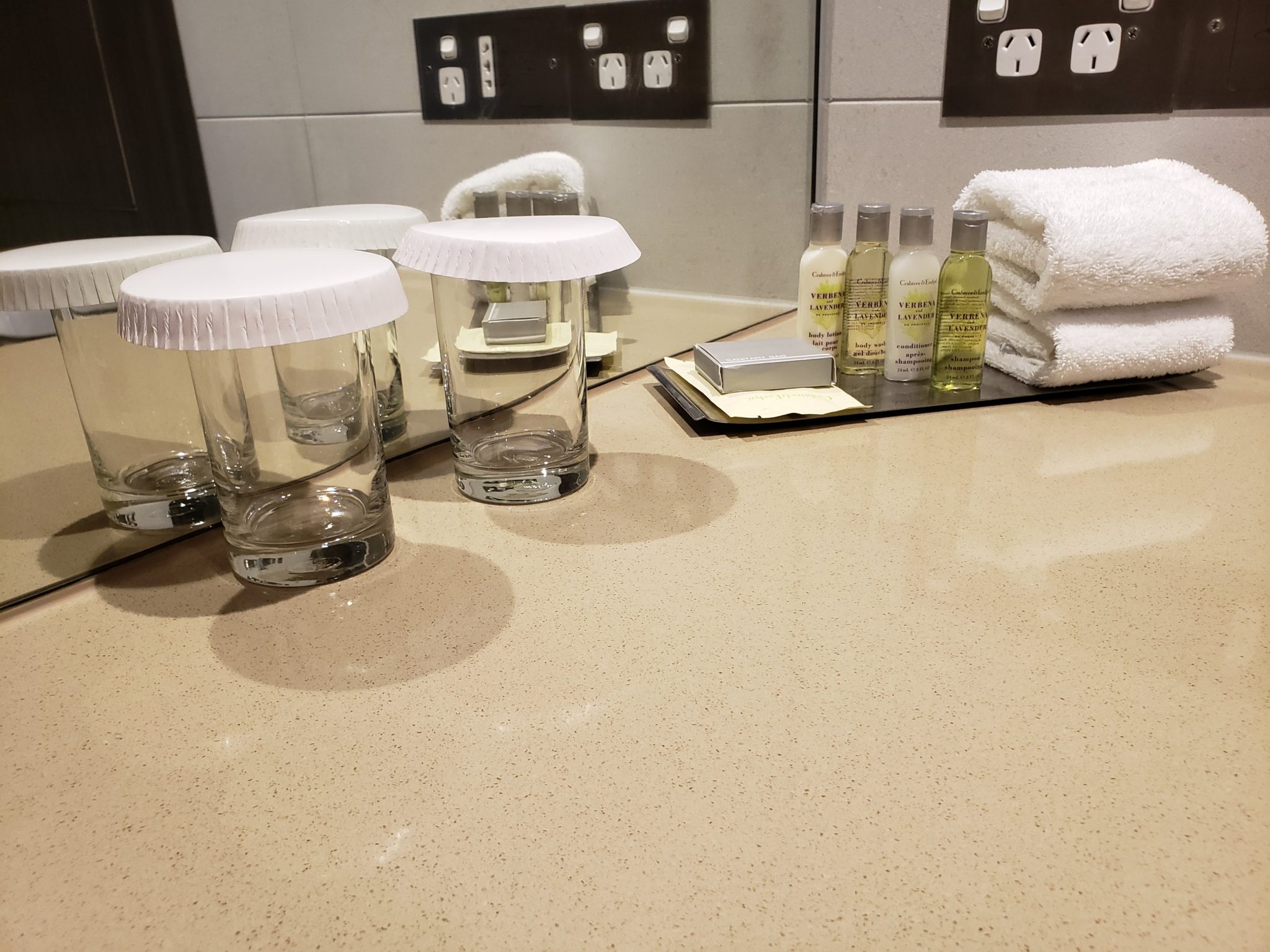 a group of glasses on a counter