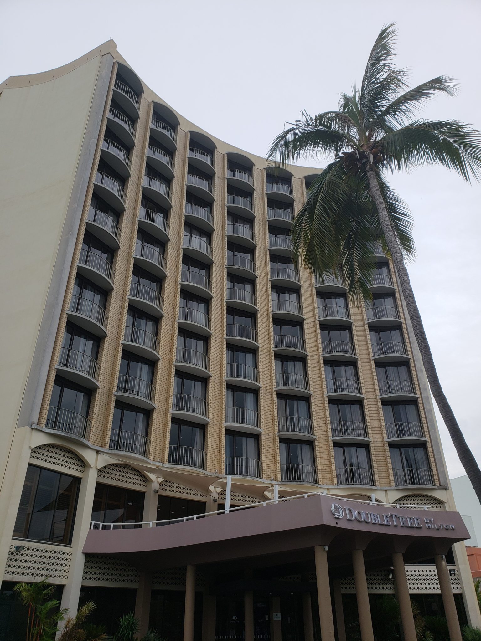a building with a palm tree