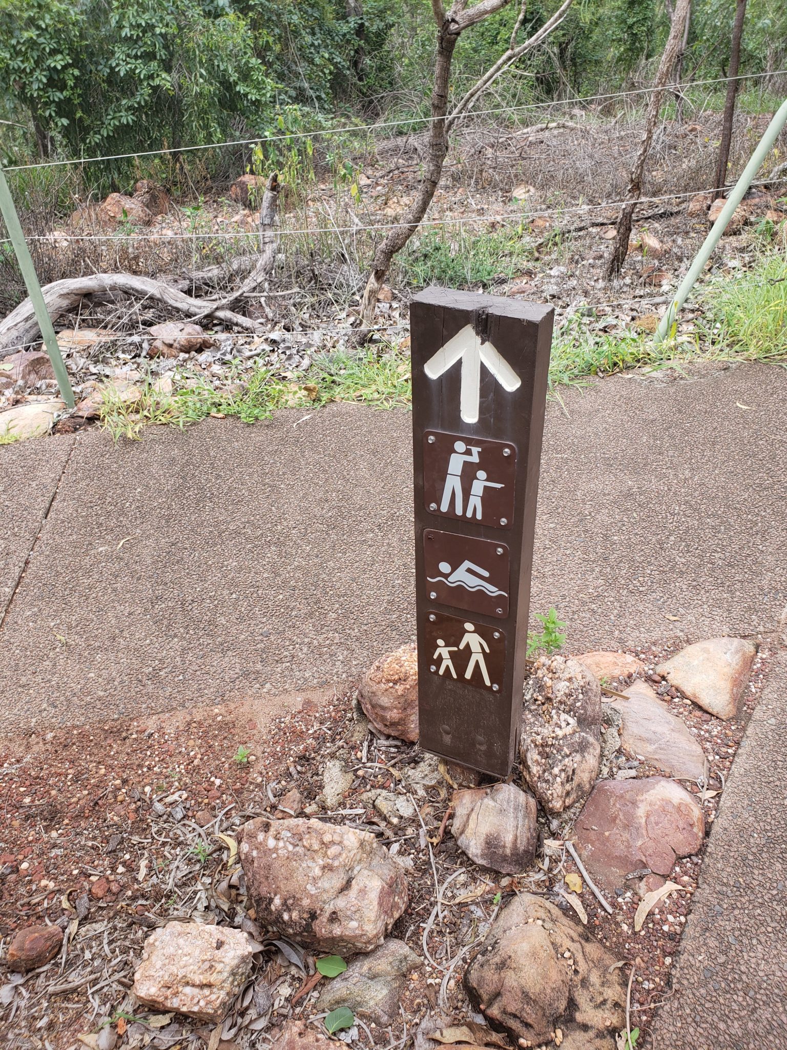 a sign on a path