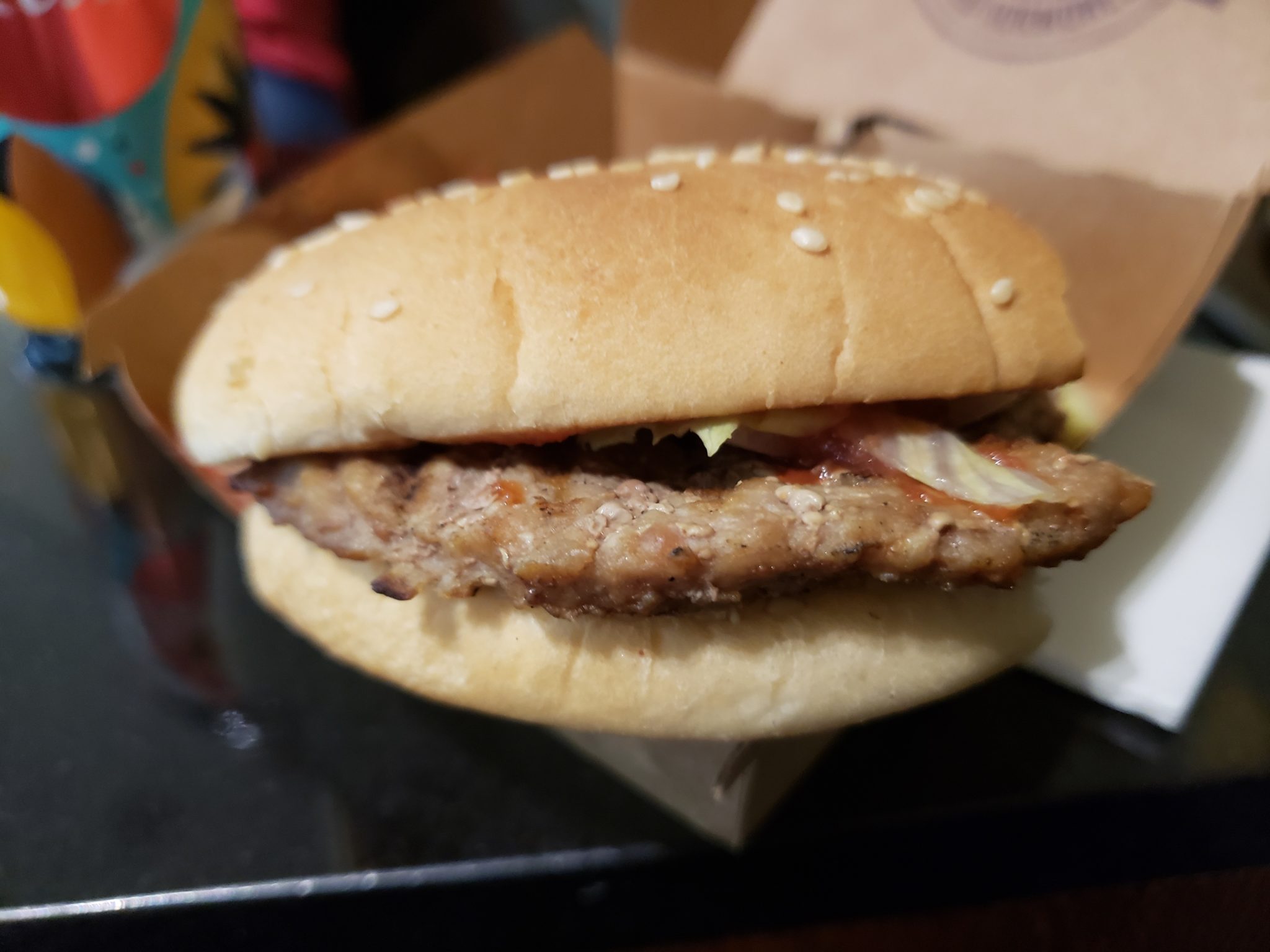 a hamburger in a box