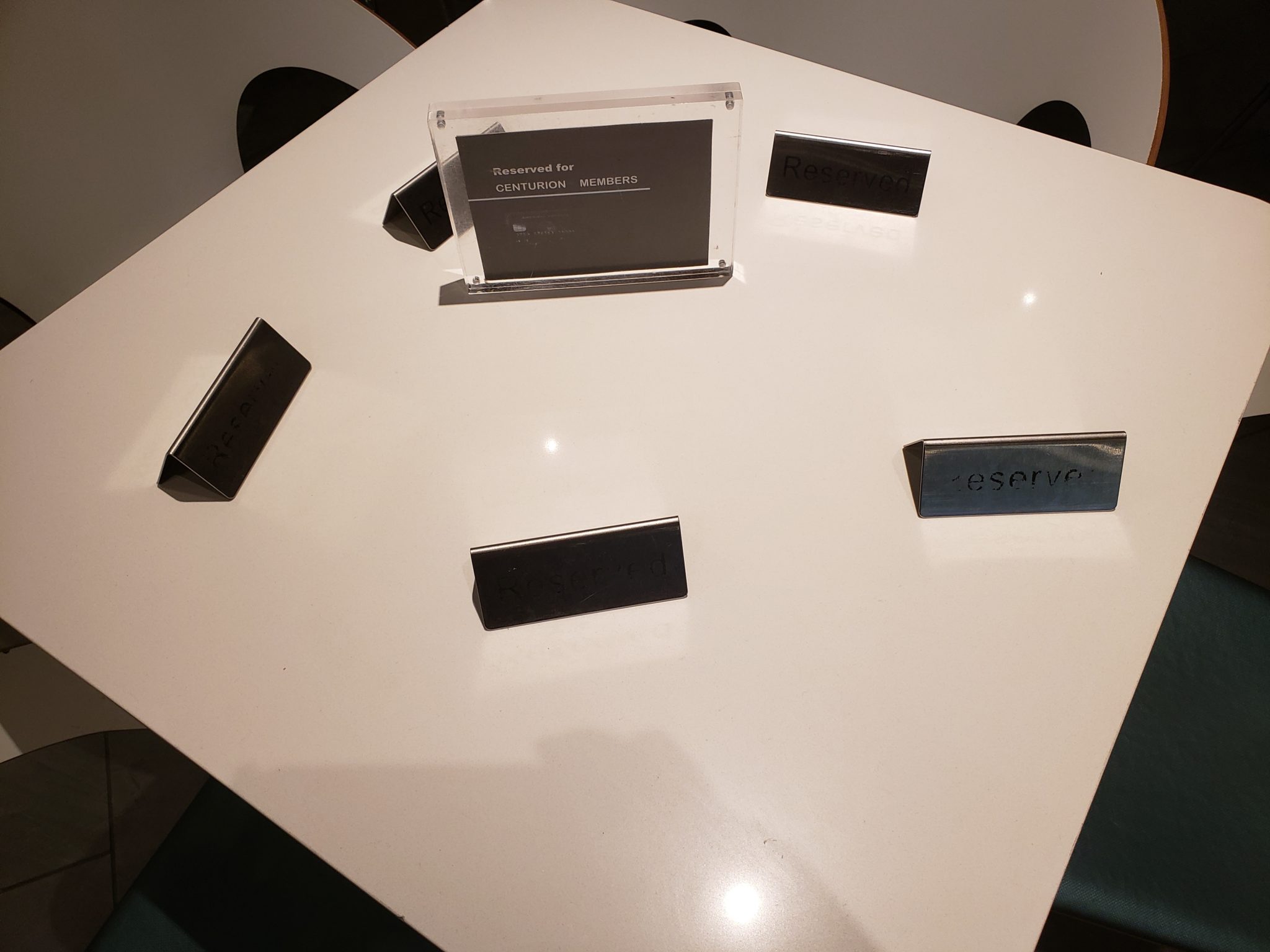 a table with name plates on it