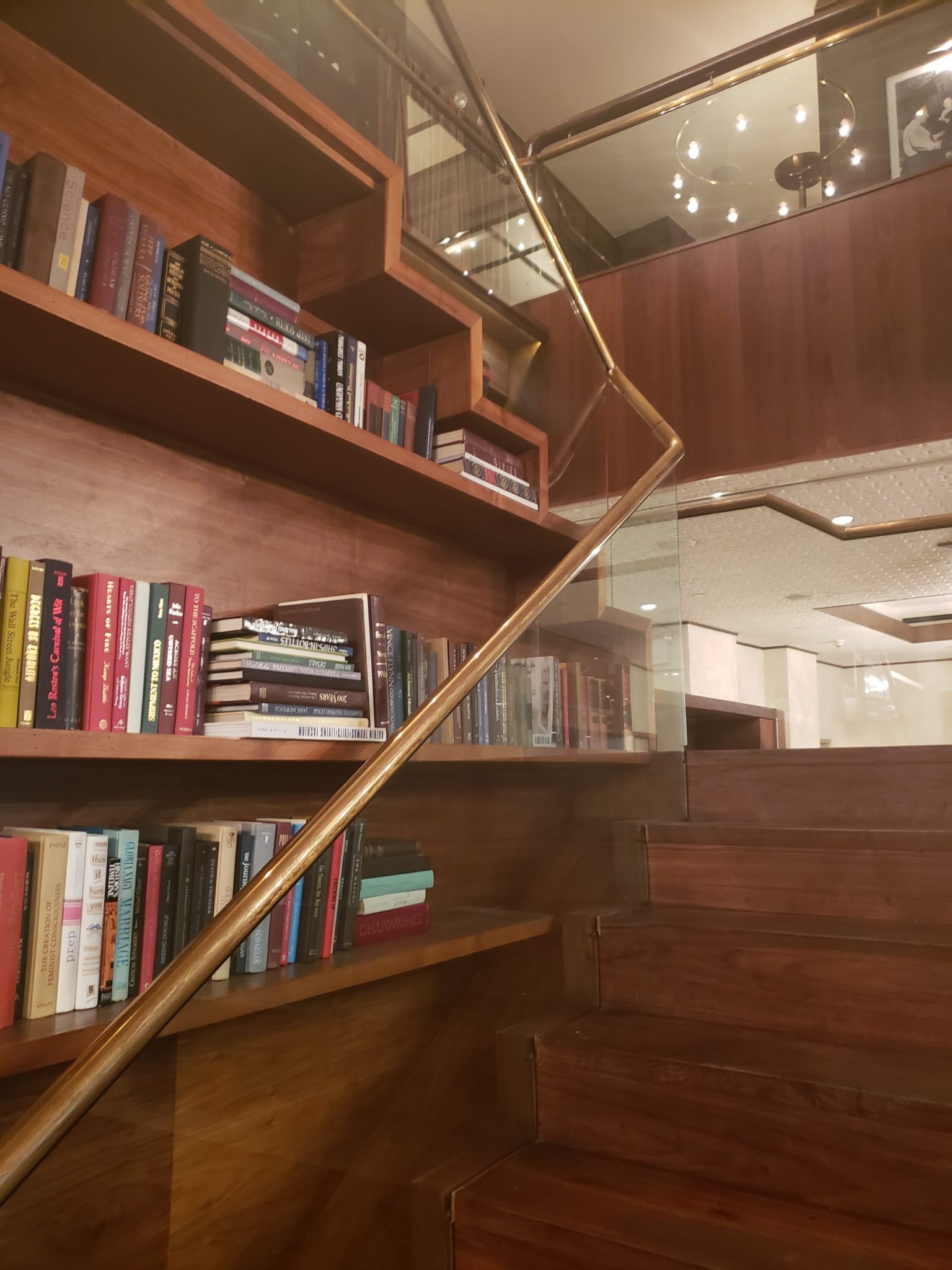 a staircase with books on it