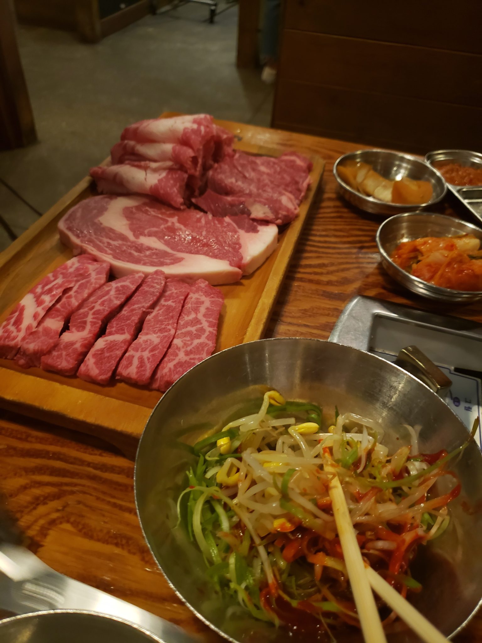 a table with different types of meat on it